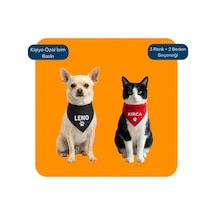 Kişiye Özel İsim Baskılı Köpek Bandanası - Kendi Tasmanıza Takılabilir Tasmasız - Kırmızı / S