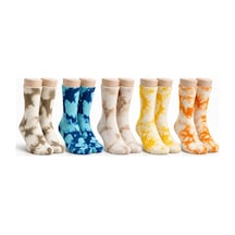 Genel Unisex Batik Desenli Çorap 5'li Set Pamuklu Renkli Uzun Soket Dikişsiz Çok Renkli / 39-44 / 5 Adet Çok  Renkli