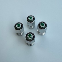 Skoda Fabia İle Uyumlu Logolu Alüminyum Altıgen Sibop Kapağı Takım