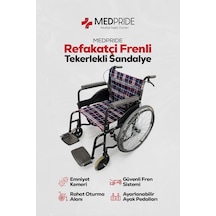 Medpride Refakatçi Frenli Ekonomik Manuel Katlanabilir Tekerlekli Sandalye Çok Renkli
