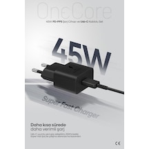 45w Usb-c Pd-pps Super Hız Şarj Adaptörü Ve 1m 5a Type-c To Type-c Kablo Siyah 3 Yıl li