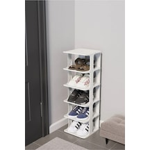 Lüx Yeni Model Modern 6 Katlı Ayakkabılık Beyaz Renk Portatif Ayakkabı Standı 6 Katlı Beyaz Beyaz
