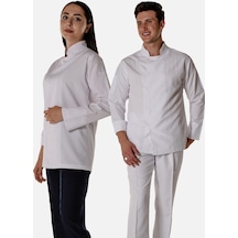 Beyaz Aşçı Ve Mutfak Şef Ceketi Gizli Çıtçıtlı-beyaz