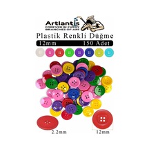 Renkli Düğme Plastik 1.2cm 150 Li 1 Paket 12 Mm Plastik Renkli Düğme Dikiş Parlak Yuvarlak 4 Delikli Düğme Etkinlik Okul