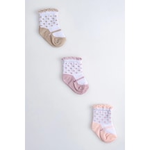 Cocole Socks Kız Çocuk Soket Çorabı 3 Lü Set Pamuklu Fırfırlı Bilekli & Puantiye Desenli Çok Renkli