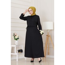 Yanları Bağlamalı Elbiseli Takım-siyah-5020 Siyah