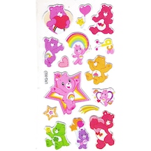 Sticker Kabartmalı Stiker Çıkartma Etiket Lrq002 -18x9 Cm- Yıldızlı Tatlı Ayılar Çok Renkli