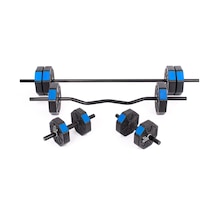 Tan Spor 40 KG Düz Barlı 150 CM +  Z Barlı 120 CM Dambıl Ağırlık Halter Full Set