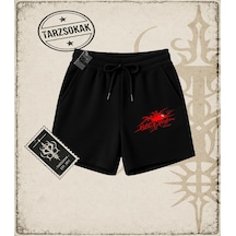 Tarzsokak Gotik & Grunge Streetwear Black Widow Omuzu Açık Spider Unisex Şort Siyah