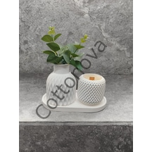 Cottonova C22 Dekoratif Vazo Ve Mumluk Beyaz