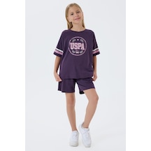 U.s. Polo Assn. 2501 %100 Pamuk Cepli Kız Çocuk Şort Pijama Takım Mor