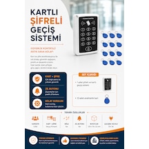 Kartlı Şifreli Kapı Açma Okuyucu Cihazı Proximity İç Ortam 12 Adet Kart