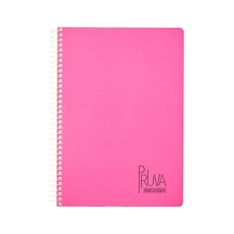 A4 Pet Spiralli Karton Kapaklı Defter 144 Yaprak - Kareli - Fuşya 103 Ivory