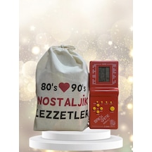 Kese Kırmızı Tetrisli 80'ler 90'lar Nostaljik Hediye Seti