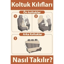 Terletmeyen Kumas Ve Birebir Uyum Sunan Ford Tourneo Courier İle Uyumlu Oto Koltuk Kılıfı Siyah Çok Renkli