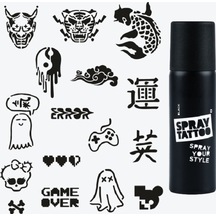Tokyo City Pack Spray Tattoo Geçici Dövme Seti 16 Desen 1 Sprey