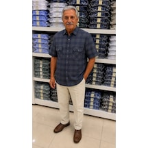 Eren Style Linen Keten Klasik %100 Cotton Kısa Kollu Çift Cepli Terletmeyen Gömlek Siyah