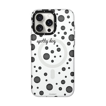 iPhone 13 Pro Max Uyumlu Kılıf Magsafe Özellikli Polka Dot Desenli Youngkit Spots Serisi Kapak Pembe