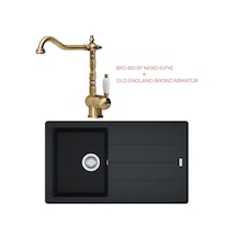 Franke BFG 611-86 Evye Nero Granit Evye + Old England Bronz Armatür Set