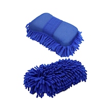 Ayrex Premium Mikrofiber Araba Yıkama Süngeri Bir Yüzü Makarna, Diğer Yüzü Mop Bezi Mavi 1 Adet