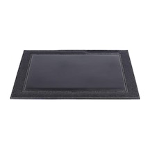2k 4722 Sümen Takımı Suni Deri Hilton Kenar Desenli Tek Parça Kapaklı Pad Sümen 55x42 Cm, Siyah
