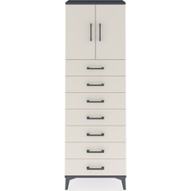Arges Dolap 2 Raflı 7 Çekmeceli 2 Kapaklı 60x30x182 Antrasit-... Antrasit