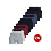 Tudors Erkek 10'lu Likralı Pamuklu Esnek Kumaş Premium Seri Boxer-50757 Çok Renkli