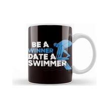 Funny Be Winner Date Swimmer Swimming Pool Athlete Coach Kupa Bardak Porselen Karışık