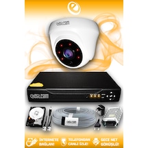 Elitcam 1 Kameralı Dome 1 İç Kamera Set 250 GB HDD Full HD Gece Görüşlü Güvenlik Kamerası Sistemi