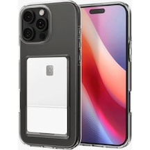 Newface Apple Uyumlu iPhone 16 Pro Kılıf Kart Şeffaf Silikon - Şeffaf Şeffaf