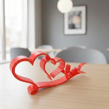 Sonsuz Aşk Kalp Ve Love Yazılı Akışkan Tasarım Kırmızı Masaüstü Dekoratif Biblo 22x9,6 Cm