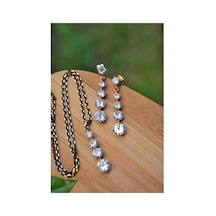 Stoneage Rf03404 Dört Taş Zarif Zirkon Kadın Küpe Ve Kolye Set Diğer