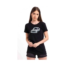 Fiat 131 Abarth Rally Baskılı Siyah Kadın Tshirt