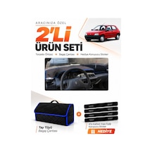 E-biz Renault Clıo 1 1990-1998 Uyumlu Torpido Örtüsü + Tay Tüyü Bagaj Çantası - Siyah-mavi - Re006