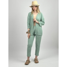 Kadın Pantolonlu Alt Üst İkili Kimono Takım Rahat Kalıp Mint Yeşili Kadın Pantolonlu Alt Üst İkili Kimono Takım Rahat Kalıp Mint Yeşili