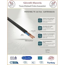 Trendhomm 2x0,75 Ttr Balık Sırtı Yassı Kablo - %100 Bakır - 25 Metre