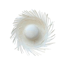 Tropikal Parti Beyaz Hasır Hawaii Şapkası 13x36 Cm Standart