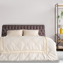 Dnc Home Tekstil Ndchome Ham Keten Krem Ponponlu Çift Kişilik Nevresim Takımı Krem