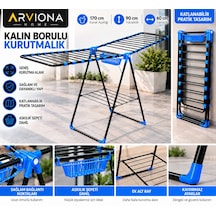 Arvıona Home 170 Cm Kalın Borulu Katlanabilir Metal Çamaşır Kurutmalığı 8 Borulu Mavi