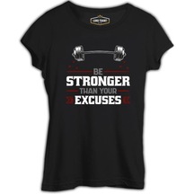 Bodybuilding Be Stronger Siyah Kadın Tshirt 001