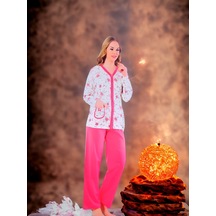 Girist Pamuklu Rahat Xl Bayan Pijama Takımı Pembe Açık Pembe