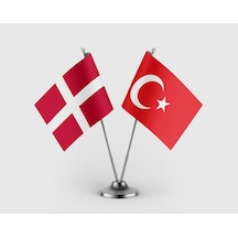 Danimarka Ve Türkiye Bayrağı İkili Saten Masa Bayrağı Takımı Diğer