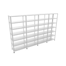 Raf Burada  7 Katlı 4'lü Galvaniz Çelik Raf - Depo, Arşiv, Kiler, Dosya, Market Rafı-43x60x250 cm- 0.70 mm