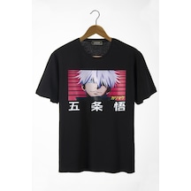 Noıssey Mavi Etiket Unisex Siyah Önü Anime Baskılı Oversize T-shirt Tyc00489961977