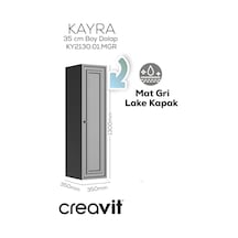 Creavit Kayra Boy Dolabı 130cm Mat Gri Mat Gri