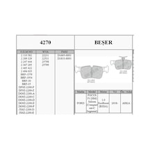 Beser 4270 Fren Balatası Arka Wva 22231 22531 25798 25799 Focus Iv Galaxy Iıı Kuga Iı Iıı 1.5 2.0 2.0 Tdci 2.0 2015 Mondeo V 1.0 1.5tdcı 1.6tdcı Honda Civic 2017