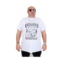 Moc Grande Mocgrande Erkek Büyük Beden Sıfır Yaka Tişört Only Cool 25177 Beyaz Beyaz