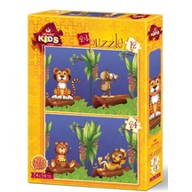 Art Kids Orman Dostları 2'li Çocuk Puzzle - 12+24 Parça