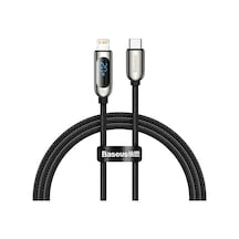 Baseus CATLSK-01 20W Dijital Göstergeli Type-C Lightning Hızlı Şarj Kablosu 1 M