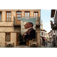 Mustafa Kemal Atatürk Yan Portre Poster Bayrak Premium Raşel Kumaş 300x450cm Ata71 Diğer